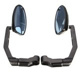 Universal Anti-Glare Glass Motorcycle Scooter Aluminum Oval L-Bar Rear View Mirror